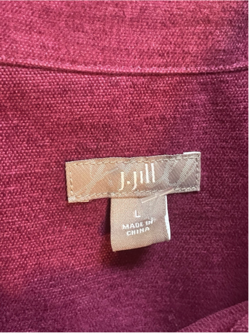 J JILL Burgundy Velvet Button Down Jacket Pockets Size L - Picture 5 of 8